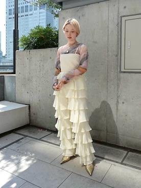 「アイテム（その他トップス、ゴールド系）」を使った、MARTEさん（レディース・153cm）の夏コーディネート