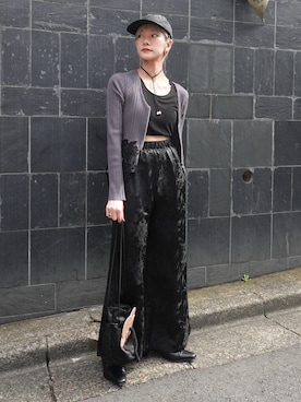 「sahara（サハラ）のLace Hem Zip Cardigan/レースヘムジップカーディガン（カーディガン/ボレロ、グレー系）」を使った、MARTEさん（レディース・158cm）の春コーディネート