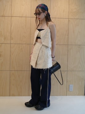 「sahara（サハラ）の【PRE ORDER】Multiway Cut Jacquard Bustier（その他トップス、ホワイト系）」を使った、MARTEさん（レディース・160cm）の夏コーディネート