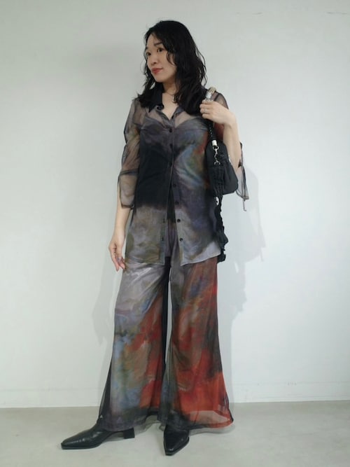 シャツ/ブラウス(長袖/七分) sahara Sheer Tops PRE ORDER】Art Print Sheer Shirt（シャツ/ブラウス）｜sahara