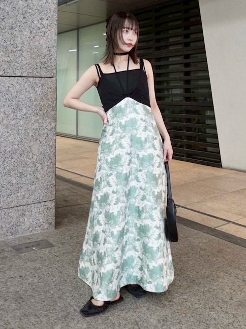 sahara ワンピース Design Strap Jacquard Dress/デザイン