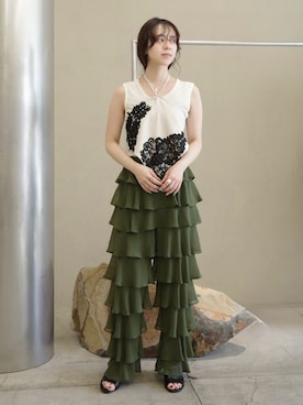 「sahara（サハラ）のMultiway Lace Bustier/マルチウェイレースビスチェ（その他トップス、ベージュ系）」を使った、MARTEさん（レディース・160cm）の夏コーディネート