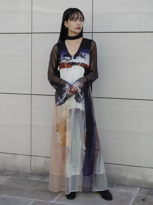 Nature Print Layered Dress/ネイチャープリントレイヤードドレス