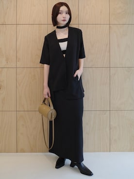 「アイテム（ノーカラージャケット）」を使った、MARTEさん（レディース・162cm）の夏コーディネート