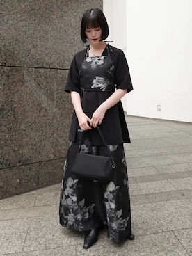 「sahara（サハラ）のFlower Jacquard Bustier/フラワージャガードビスチェ（その他トップス、ブラック系）」を使った、MARTEさん（レディース・157cm）の春コーディネート