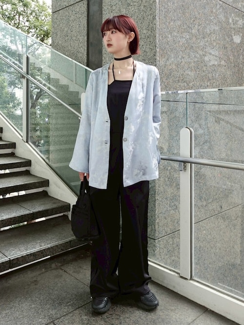 Satin Jacquard Jacket/サテンジャガードジャケット（ノーカラー