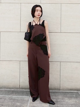 「sahara（サハラ）のMultiway Lace Bustier/マルチウェイレースビスチェ（その他トップス、ブラウン系）」を使った、MARTEさん（レディース・157cm）の春コーディネート