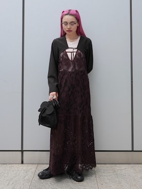 「sahara（サハラ）のCropped Bolero Jacket（その他アウター、ブラック系）」を使った、MARTEさん（レディース・160cm）の夏コーディネート