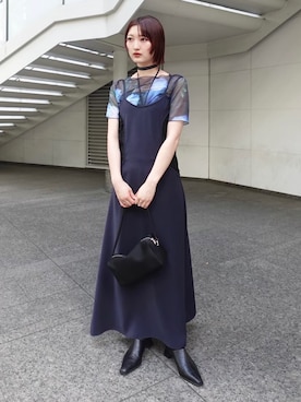 「sahara（サハラ）の【PRE ORDER】Half Sleeve Sheer Top（Tシャツ/カットソー、その他）」を使った、MARTEさん（レディース・158cm）の夏コーディネート