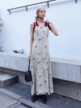 「花柄ワンピース」｜MARTEさん（レディース・160cm）の春コーディネート