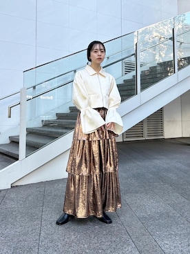 「大人ガーリー」｜「アイテム（その他アウター）」を使った、MARTEさん（レディース・162cm）の冬コーディネート