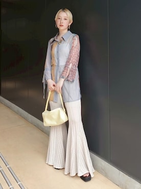 「sahara（サハラ）の【PRE ORDER】Art Print Sheer Shirt（シャツ/ブラウス、その他）」を使った、MARTEさん（レディース・158cm）の夏コーディネート