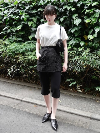 「ILANIS(イラニス)のILANIS Graphic Tee(Tシャツ/カットソー)」を使った、MARTEさん(レディース・160cm)の夏コーディネート