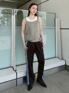 「Ruh Dhan（ルーダン）のBotanical Dye Camisole（キャミソール、グレー系）」を使った、MARTEさん（レディース・157cm）の春コーディネート