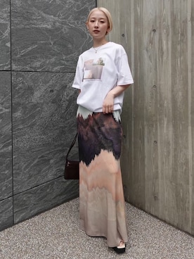 「sahara（サハラ）のGraphic Tee/グラフィックティーシャツ（Tシャツ/カットソー、その他）」を使った、MARTEさん（レディース・158cm）の春コーディネート