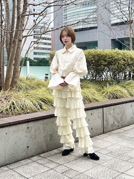 「オフホワイト」｜「アイテム（その他アウター）」を使った、MARTEさん（レディース・160cm）の冬コーディネート