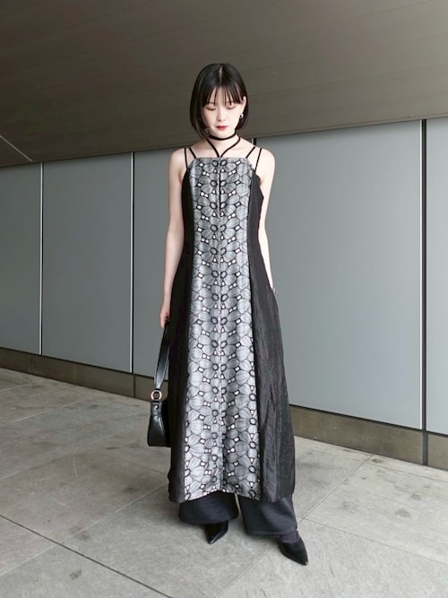 ブラックストライプロングワイドデニムパンツ | ファッション