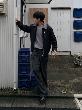 「KAIKO（カイコー）のKAIKO THE BELT（ベルト、ブラック系）」を使った、かやさん（メンズ・168cm）の秋コーディネート