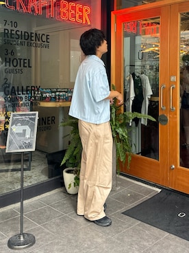 「アイテム（チノパンツ）」を使った、かやさん（メンズ・168cm）の夏コーディネート