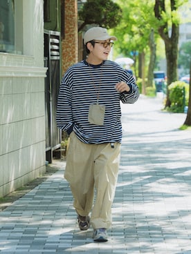 「アイテム（パンツ）」を使った、かやさん（メンズ・168cm）の春コーディネート