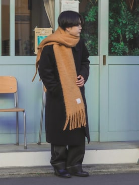 「Confirm（コンファーム）のアイテム（ステンカラーコート）」を使った、かやさん（メンズ・170cm）の冬コーディネート