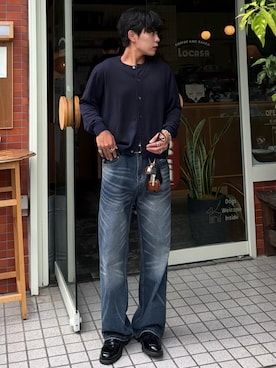 「KAIKO（カイコー）のKAIKO THE BELT（ベルト、ブラック系）」を使った、かやさん（メンズ・168cm）の秋コーディネート