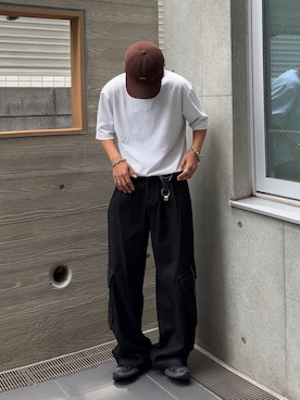 「CIASU（シアス）のGiza Stitch Cargo Denim / ギザステッチカーゴデニム（デニムパンツ）」を使った、かやさん（メンズ・168cm・20代）の夏コーディネート