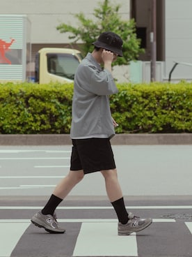 「RUUBON」｜「アイテム（帽子）」を使った、かやさん（メンズ・170cm）の春コーディネート