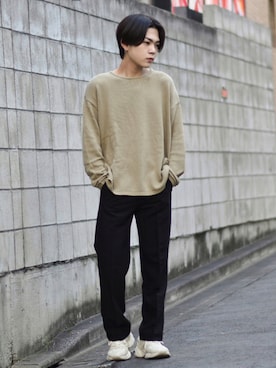 「MASONPRINCE（メイソンプリンス）の9カラー TR素材タックスラックス SK1808 【MASONPRINCE】（スラックス）」を使った、かやさん（メンズ・170cm）の秋コーディネート