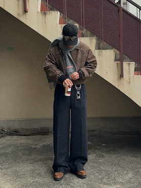 「アイテム（マフラー）」を使った、かやさん（メンズ・168cm）の秋コーディネート