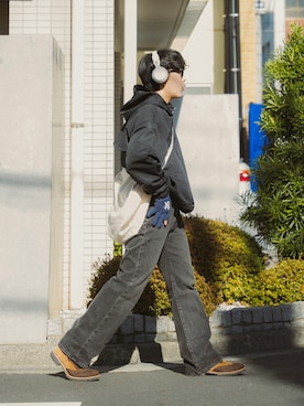 「RUUBON（ルーボン）のアイテム（マウンテンパーカー）」を使った、かやさん（メンズ・168cm）の冬コーディネート