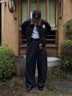 「KAIKO（カイコー）のKAIKO THE BELT（ベルト、ブラック系）」を使った、かやさん（メンズ・168cm）の秋コーディネート