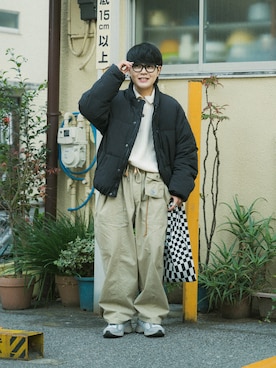 「RUUBON（ルーボン）のアイテム（ダウンジャケット/コート）」を使った、かやさん（メンズ・168cm）の冬コーディネート