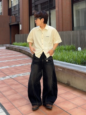 「ストライプシャツ」｜かやさん（メンズ・168cm）の夏コーディネート