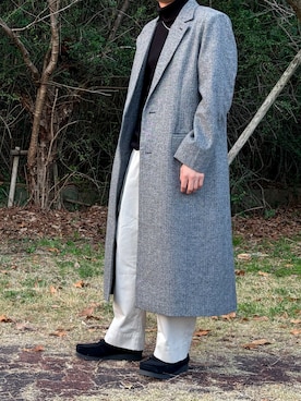 【CLEL】 /ウールブレンド ヘリンボーンツイードコート CLEL】Wool Blend Herringbone Tweed Coat / ウールブレンド