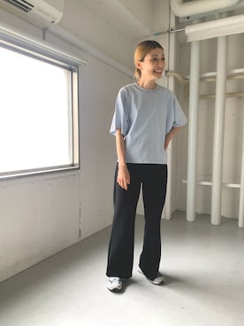 「URBAN RESEARCH DOORS（アーバンリサーチドアーズ）のFORK&SPOON　ハイツイストフレアパンツ（その他パンツ、ブラック系）」を使った、masayooさん（レディース・167cm）の夏コーディネート