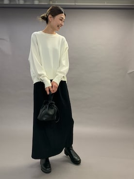 「FORK&SPOON（フォークアンドスプーン）のFORK&SPOON　ラナテックイージースカート（スカート）」を使った、massayoさん（レディース・167cm）の秋コーディネート