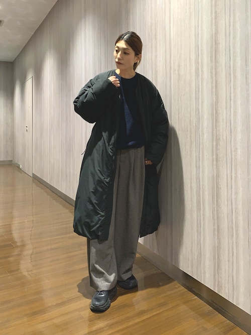 セール】『UR TECH』中綿 ノーカラーコート（ダウンジャケット/コート