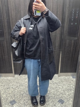 「アイテム（エコバッグ/サブバッグ）」を使った、HANAEさん（レディース・162cm）の冬コーディネート