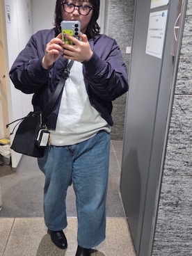 「UNIQLO（ユニクロ）のアイテム（ブルゾン）」を使った、HANAEさん（レディース・162cm）の冬コーディネート