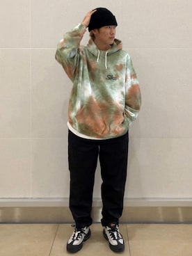 「SILAS（サイラス）のアイテム（帽子）」を使った、SILASさん（メンズ・169cm）の冬コーディネート