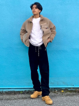 「コラボ」｜「アイテム（その他アウター）」を使った、SILASさん（メンズ・176cm）の冬コーディネート