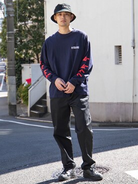 「SILAS（サイラス）のアイテム（Tシャツ/カットソー）」を使った、SILASさん（メンズ・180cm）の冬コーディネート