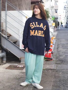 「SILAS（サイラス）のアイテム（Tシャツ/カットソー）」を使った、SILASさん（メンズ・180cm）の冬コーディネート