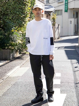 「SILAS（サイラス）のアイテム（Tシャツ/カットソー）」を使った、SILASさん（メンズ・180cm）の秋コーディネート