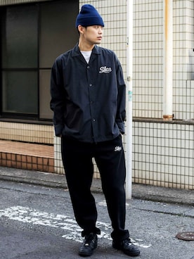 「SILAS（サイラス）のアイテム（帽子）」を使った、SILASさん（メンズ・180cm）の冬コーディネート