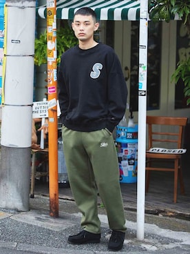 「SILAS（サイラス）のアイテム（スウェットパンツ）」を使った、SILASさん（メンズ・180cm）の秋コーディネート