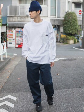「SILAS（サイラス）のアイテム（Tシャツ/カットソー）」を使った、SILASさん（メンズ・180cm）の冬コーディネート