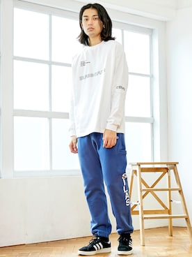 「SILAS（サイラス）のアイテム（Tシャツ/カットソー）」を使った、SILASさん（メンズ・180cm）の冬コーディネート