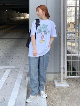 「SILAS（サイラス）のアイテム（Tシャツ/カットソー）」を使った、SILASさん（レディース・164cm）の春コーディネート